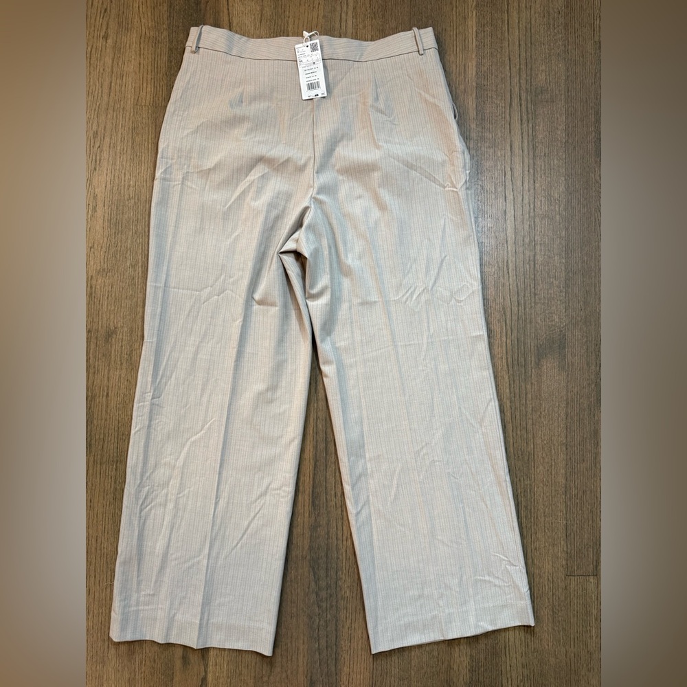 NEW Mango Striped Trousers-Size 12-Beige with Light Blue Stripe - Picture 6 of 15